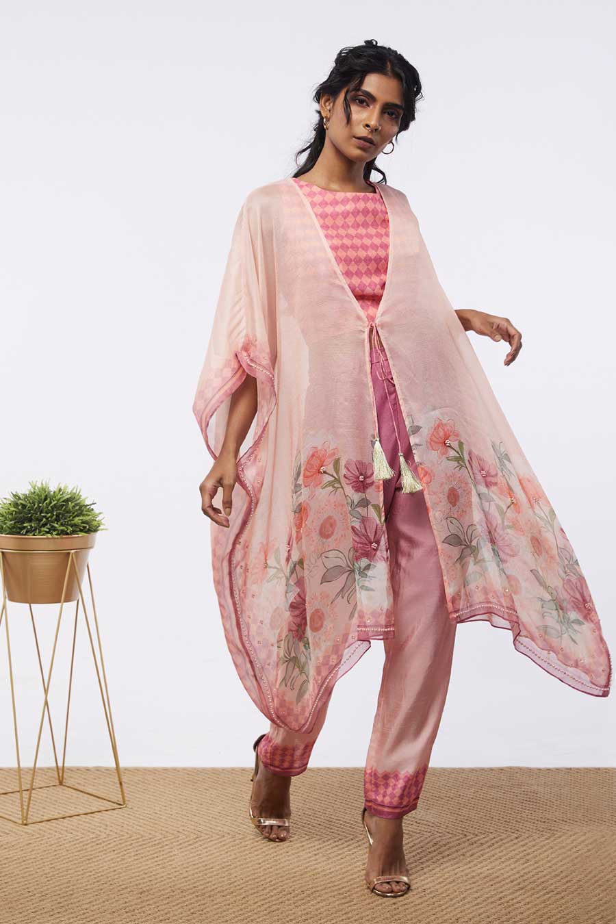 Bloom Printed Co-Ord Set With Kaftan Jacket