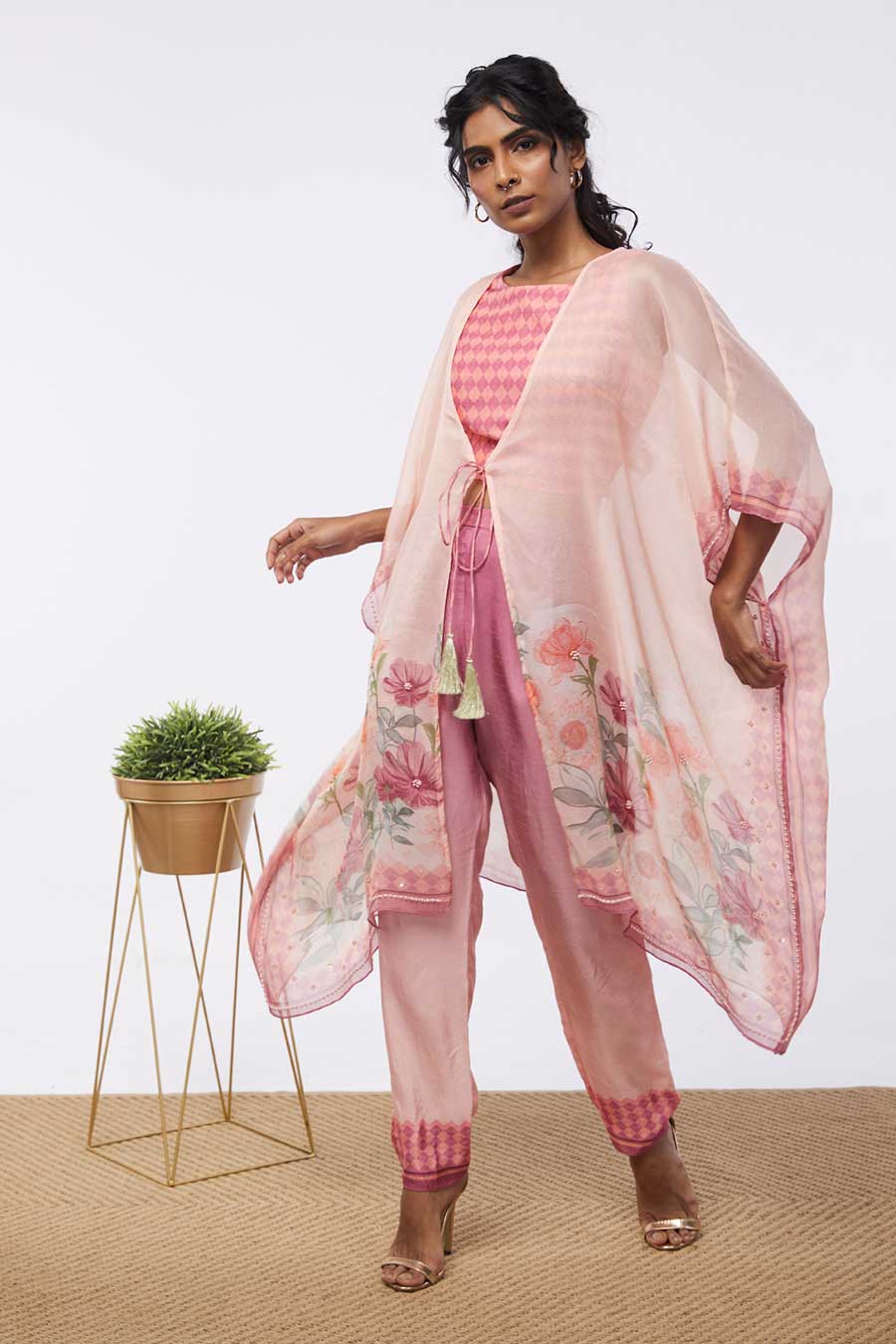 Bloom Printed Co-Ord Set With Kaftan Jacket