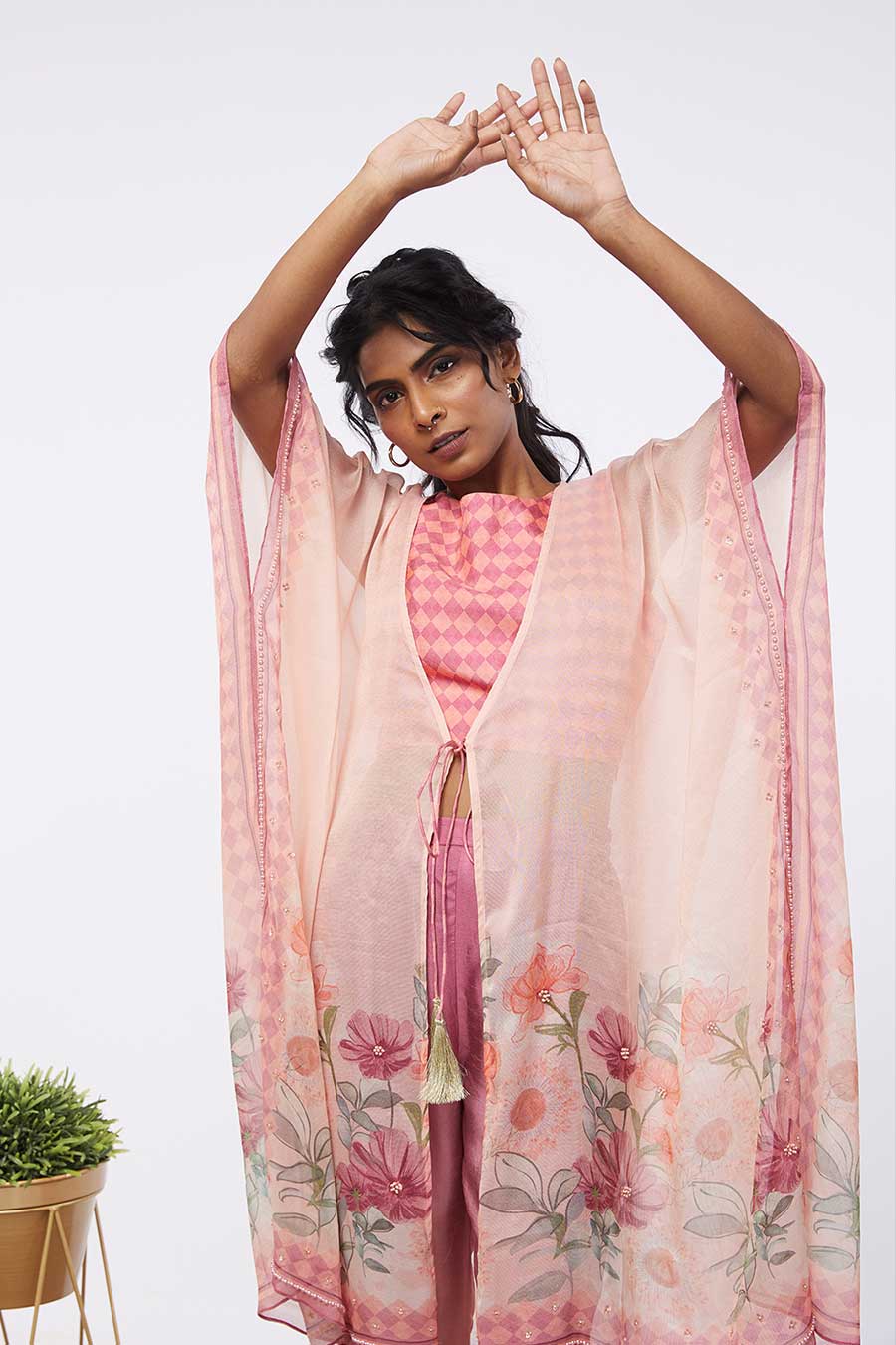 Bloom Printed Co-Ord Set With Kaftan Jacket