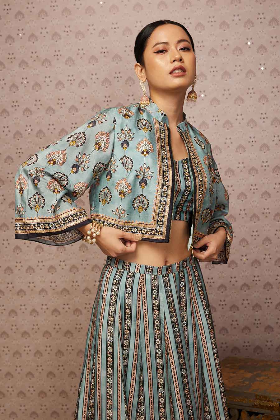 Sarouk Embroidered Lehenga set With Jacket