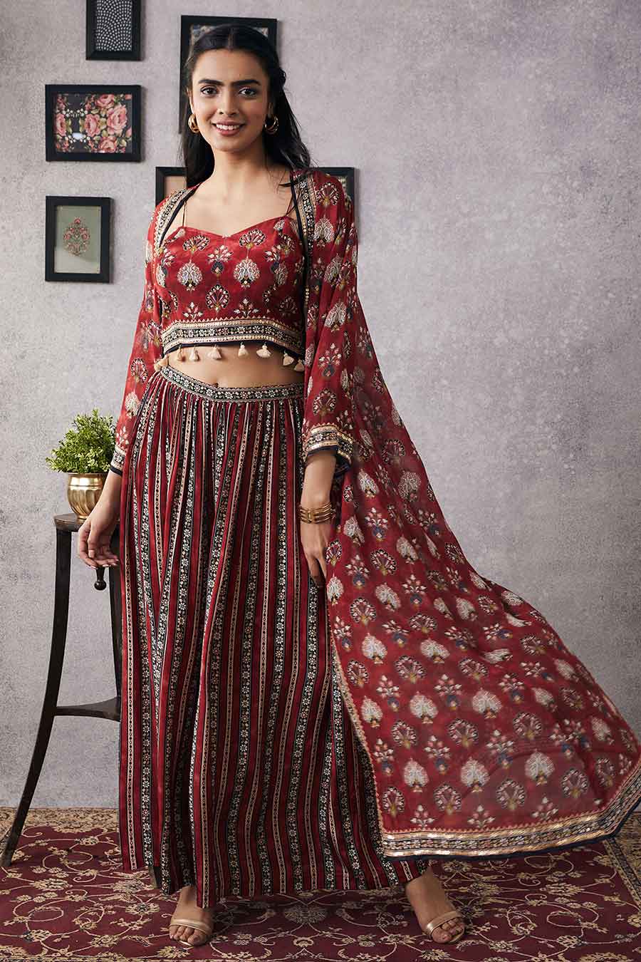 Sarouk Embroidered Co-Ord Set With Jacket