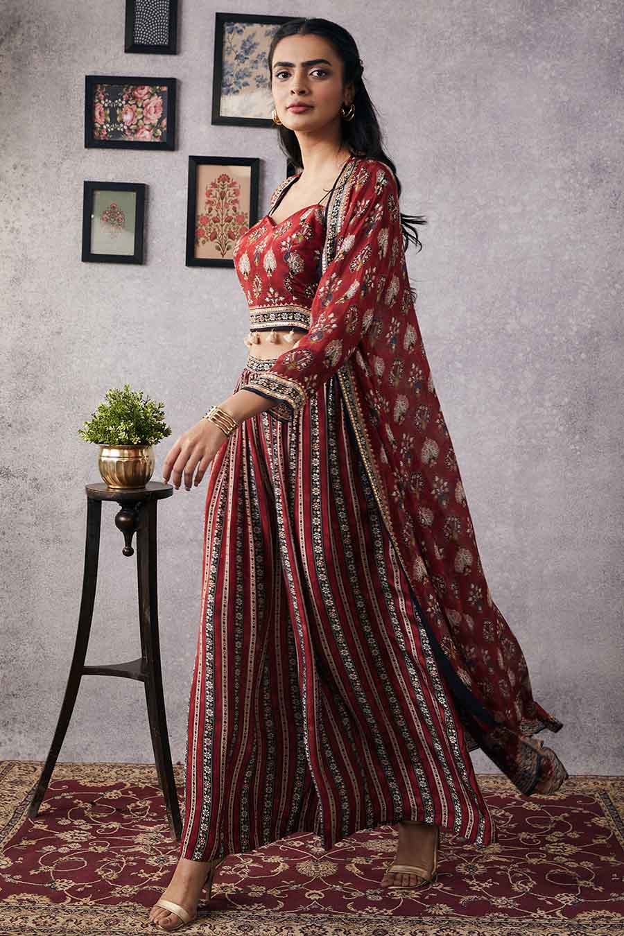 Sarouk Embroidered Co-Ord Set With Jacket