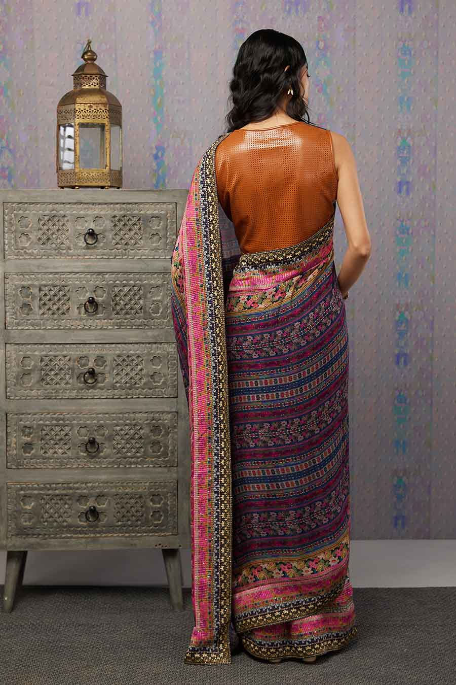 Ikaya Printed Pre-Stiched Saree With Blouse