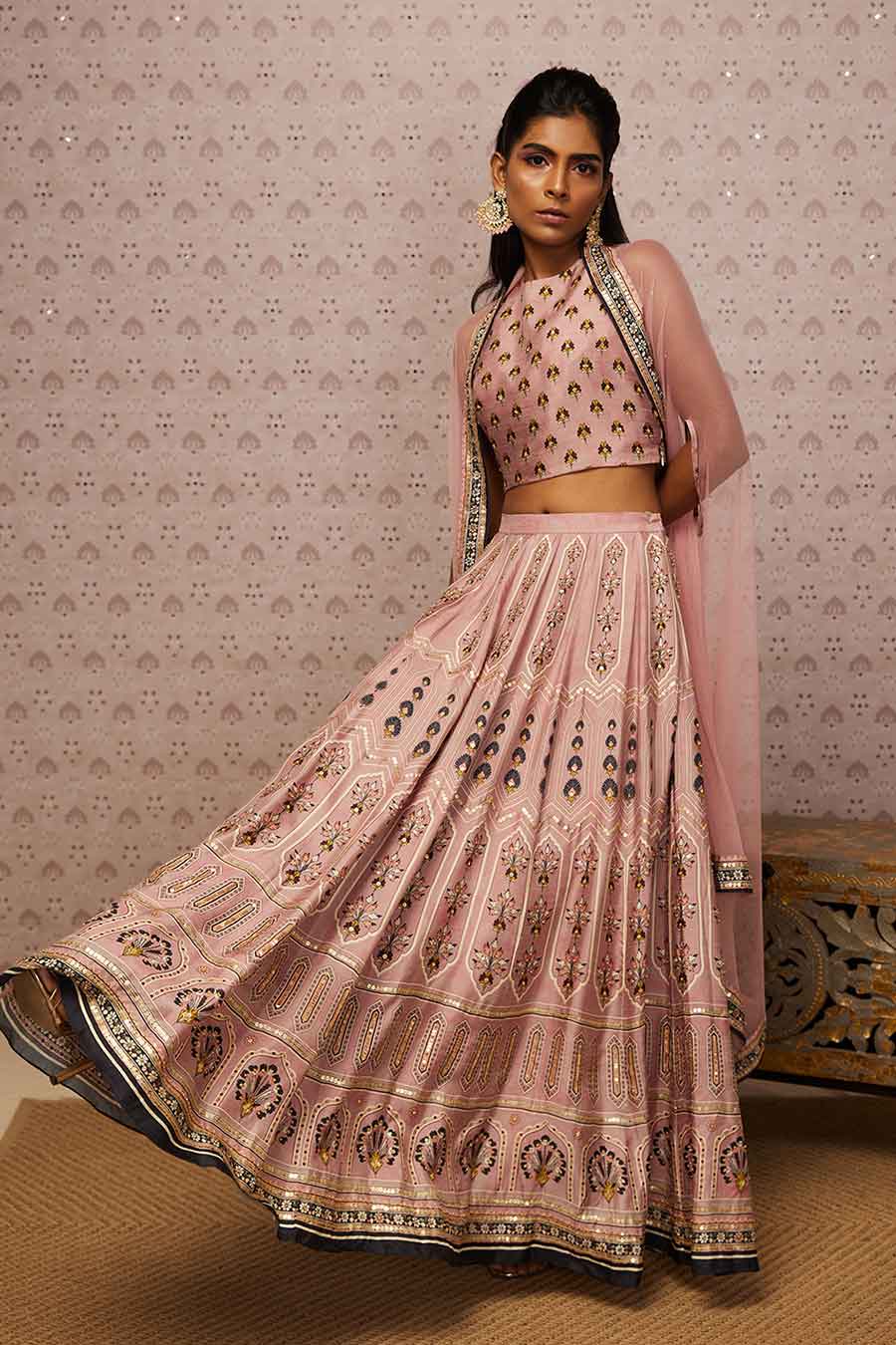 Sarouk Embroidered Lehenga With Dupatta