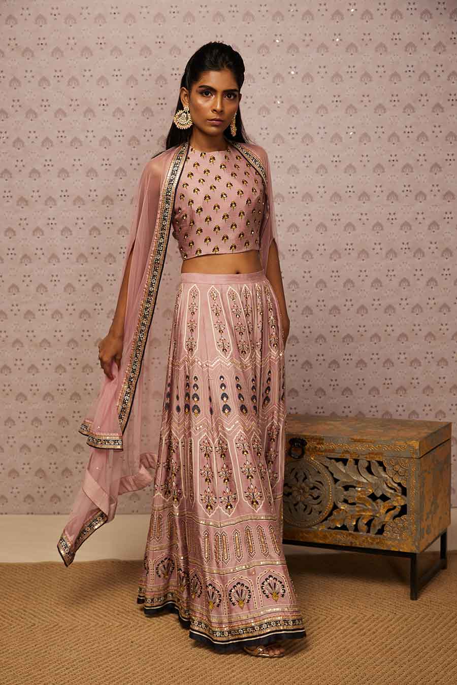 Sarouk Embroidered Lehenga With Dupatta