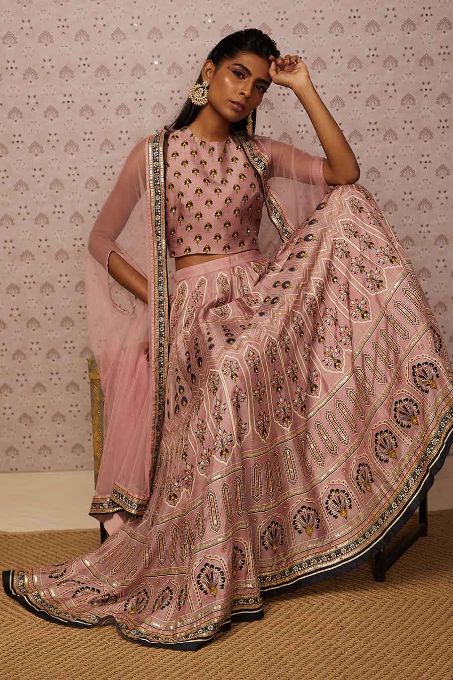 Sarouk Embroidered Lehenga With Dupatta