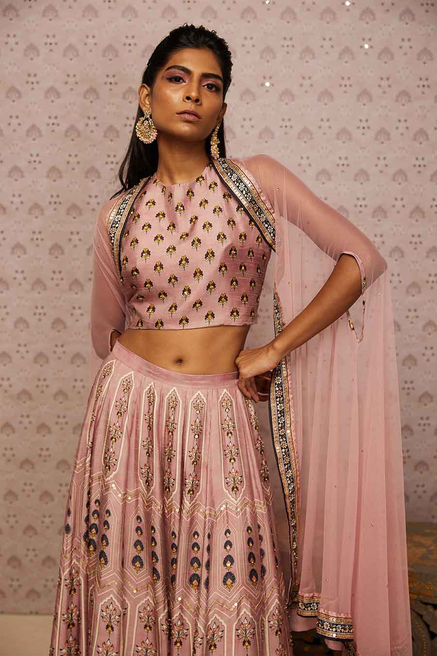 Sarouk Embroidered Lehenga With Dupatta