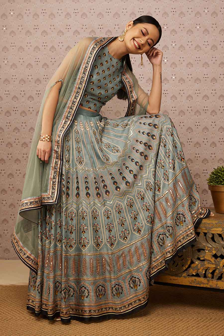 Sarouk Embroidered Lehenga Set With Dupatta