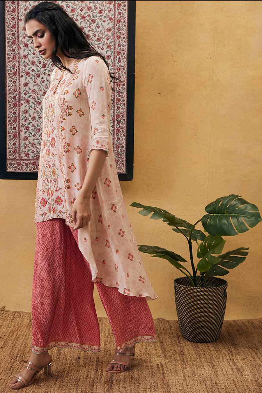 Zahra Embroidered Asymmetric Kurta Set