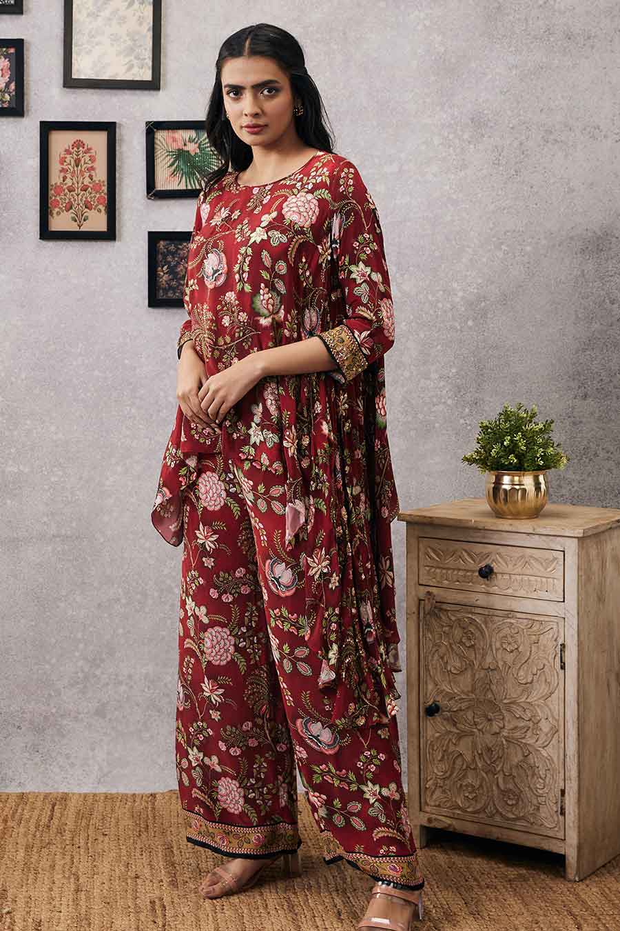 Mehr Embroidered Asymmetric Co-Ord Set