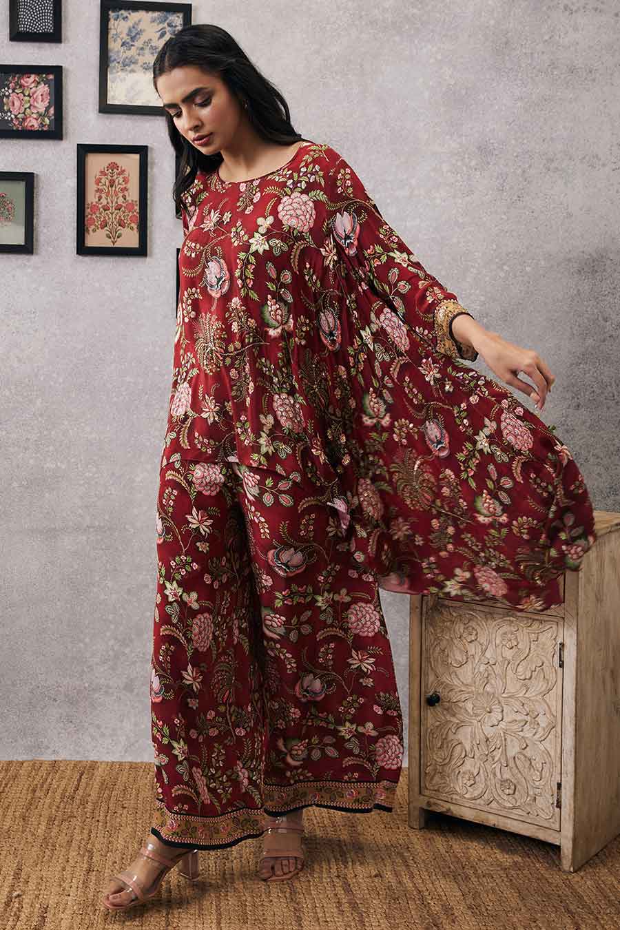 Mehr Embroidered Asymmetric Co-Ord Set