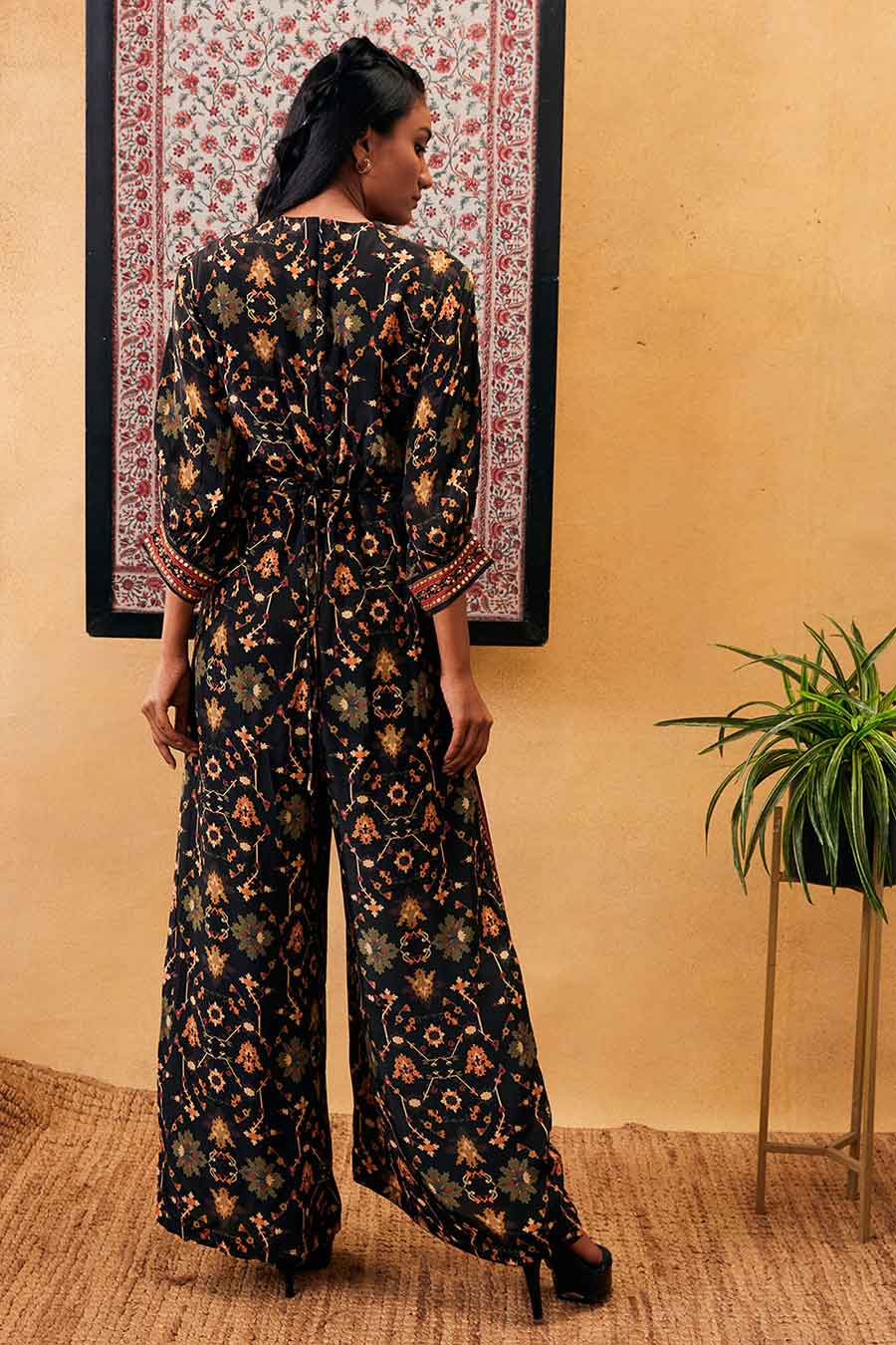 Zahra Printed Overlap Jumpsuit With Belt