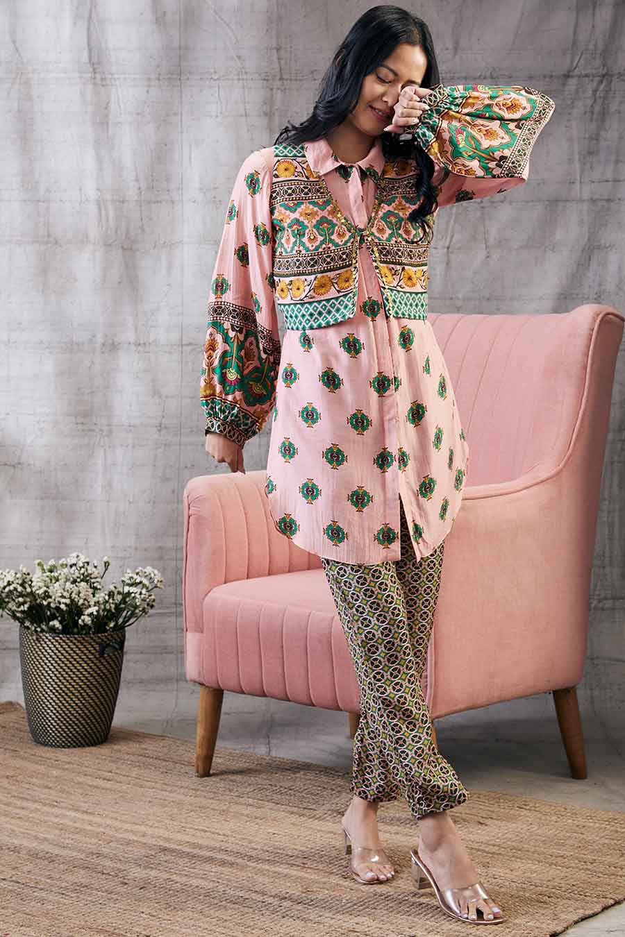 Taahira Printed Co-Ord Set With Jacket