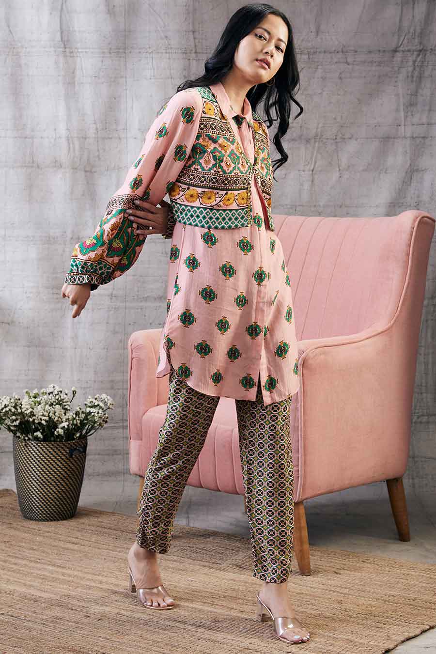 Taahira Printed Co-Ord Set With Jacket