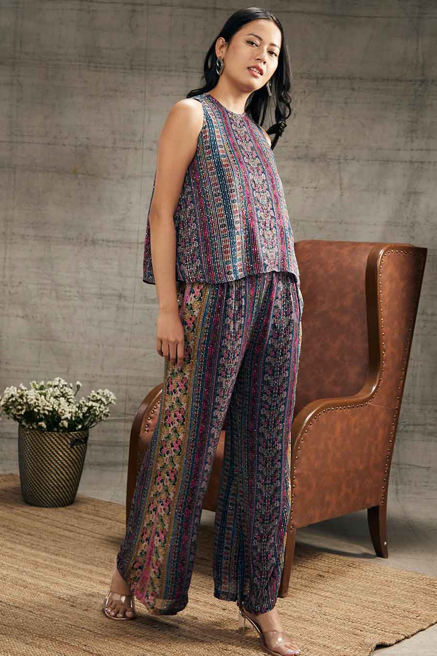 Ikaya Printed Sequin Co-Ord Set