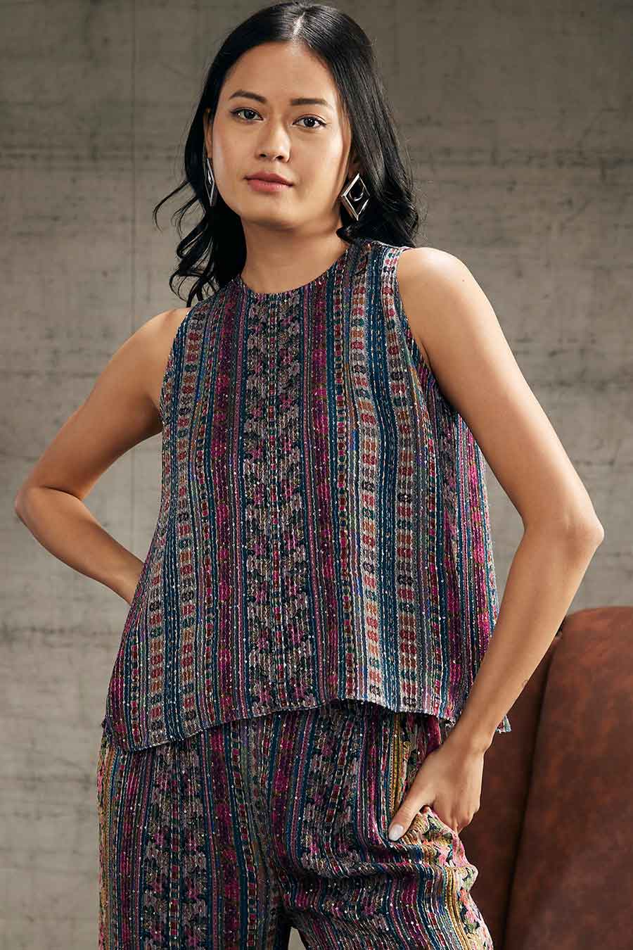 Ikaya Printed Sequin Co-Ord Set