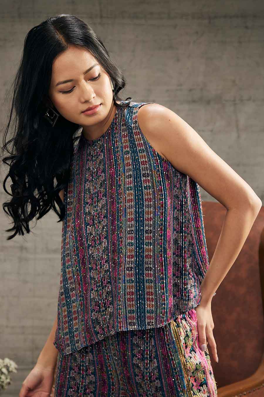 Ikaya Printed Sequin Co-Ord Set