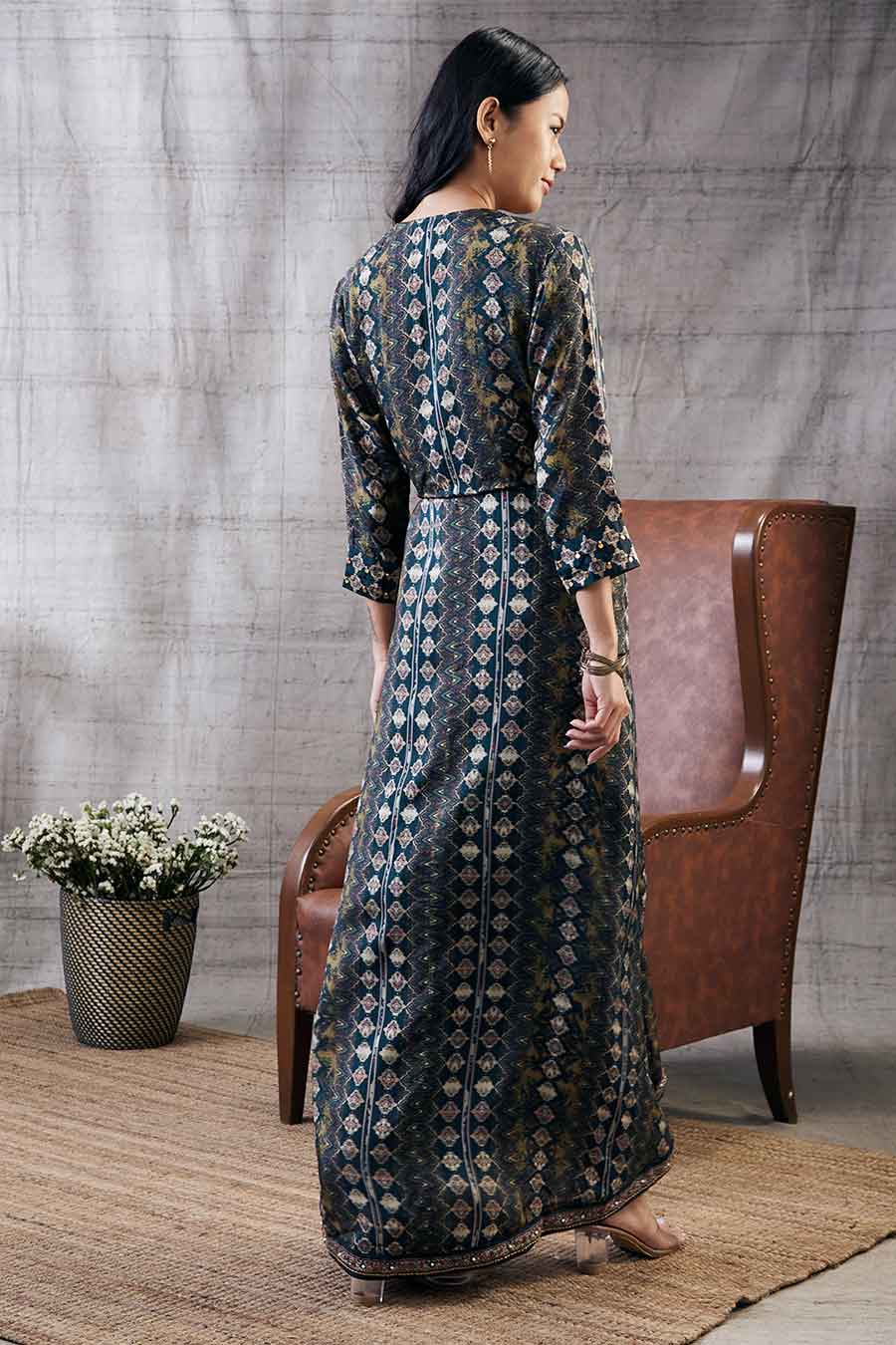 Dilara Embroidered Drape Dress