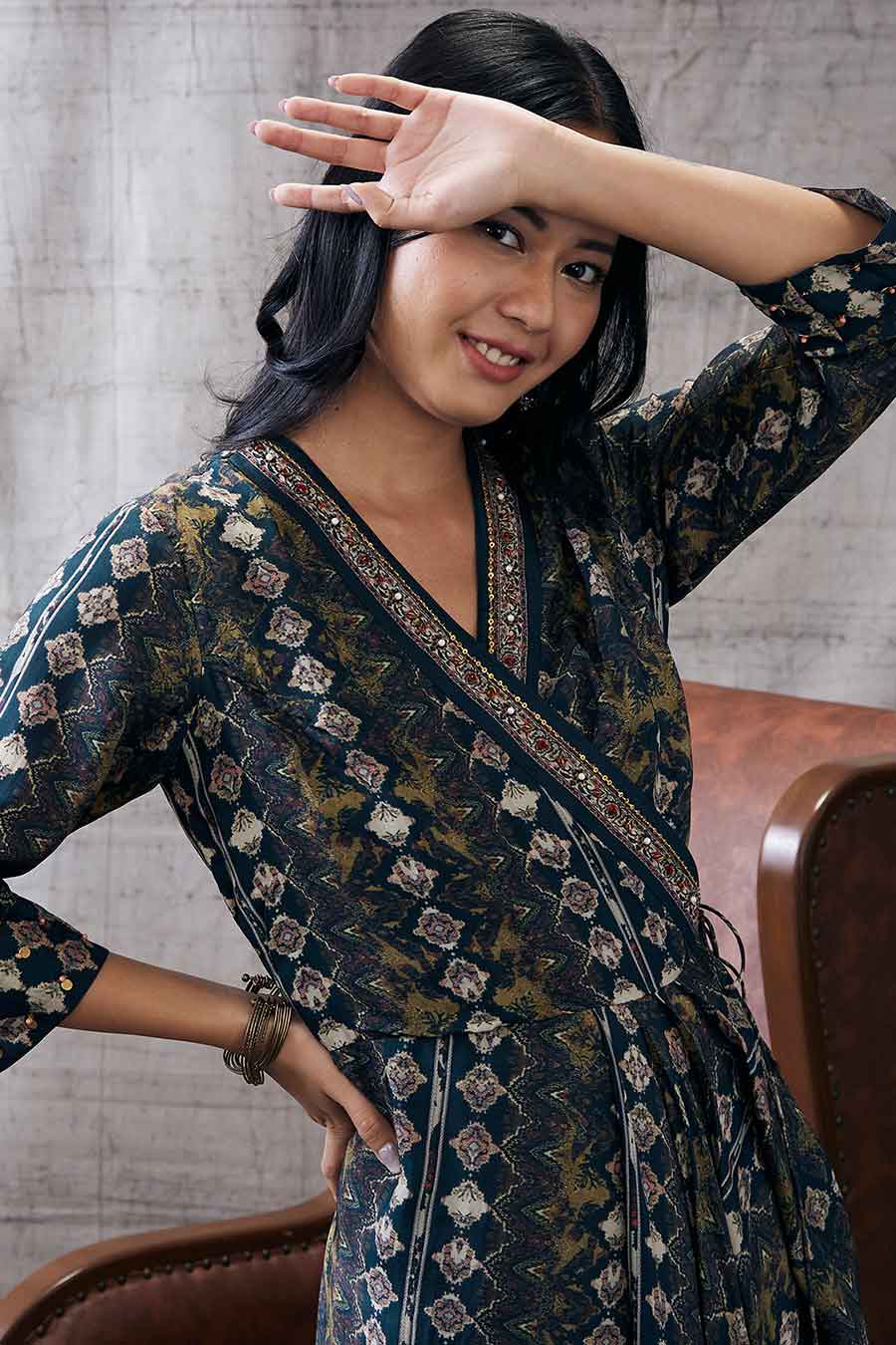 Dilara Embroidered Drape Dress