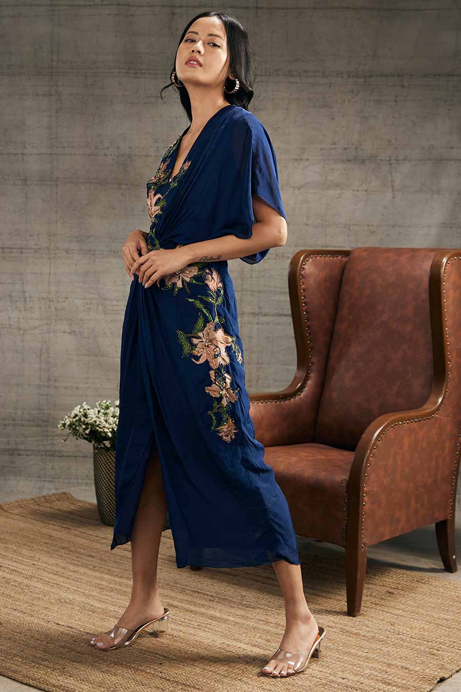 Orchid Bloom Embroidered Patchwork Dress