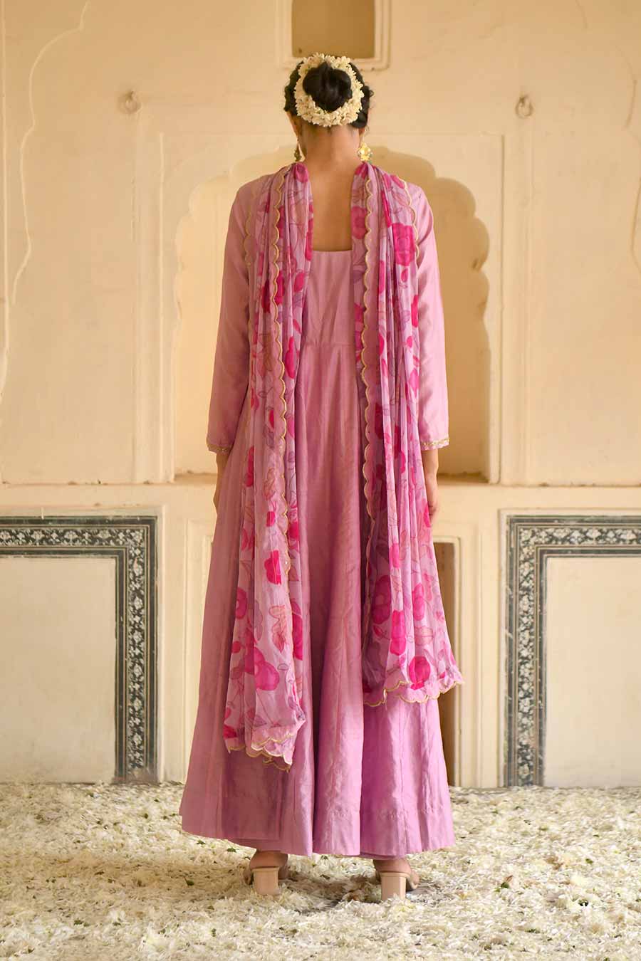 Rustic Pink Chanderi Festive Kurta Set