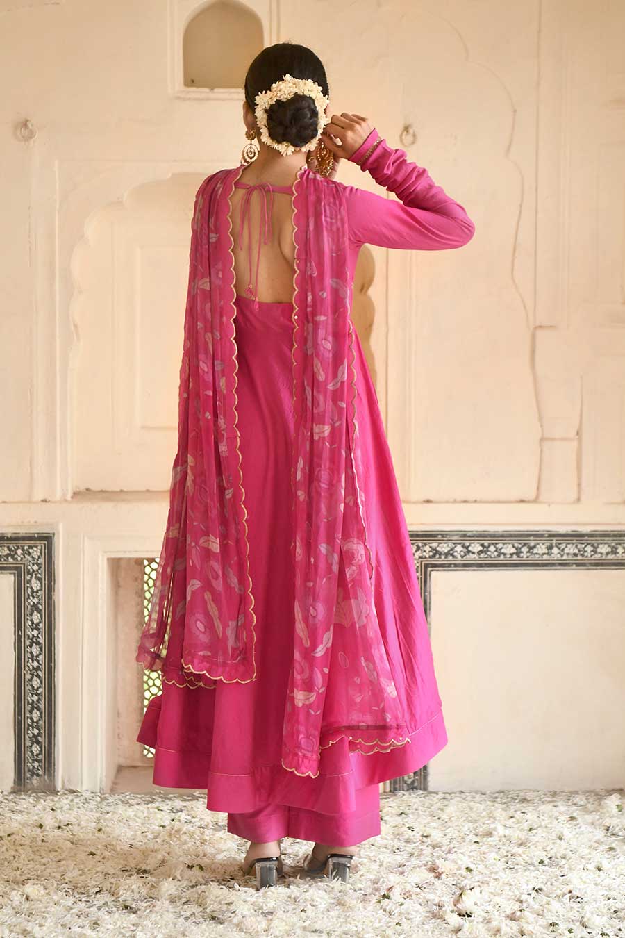 Hot Pink Chanderi Festive Kurta Set