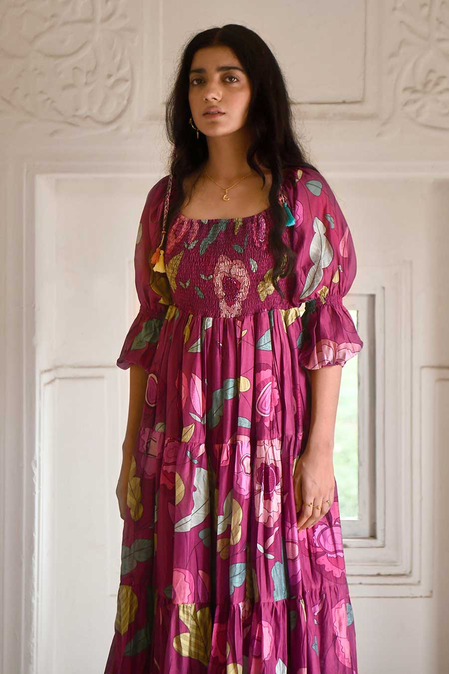 Ruby Berry Red Floral Print Dress