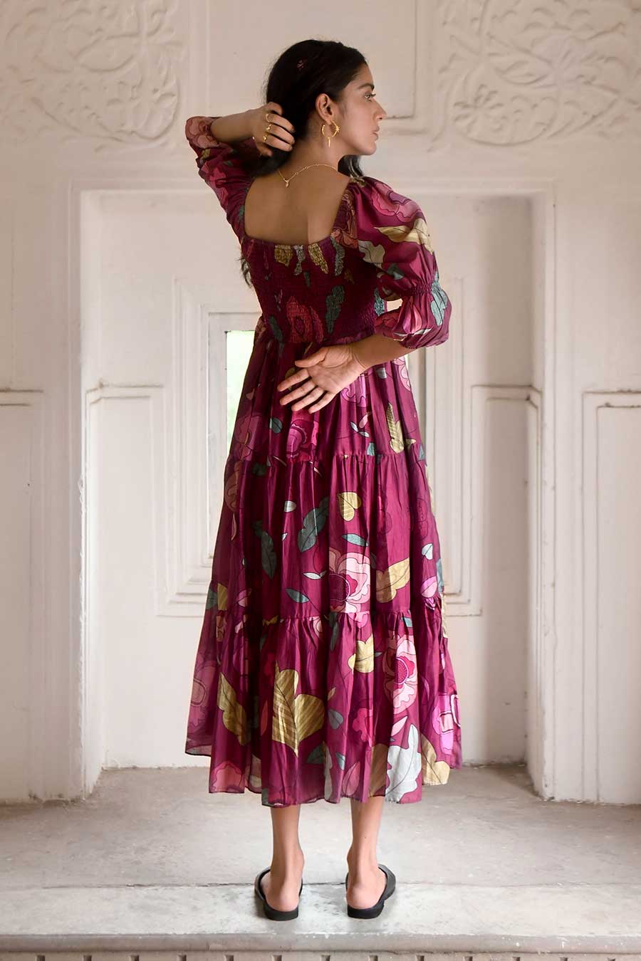 Ruby Berry Red Floral Print Dress