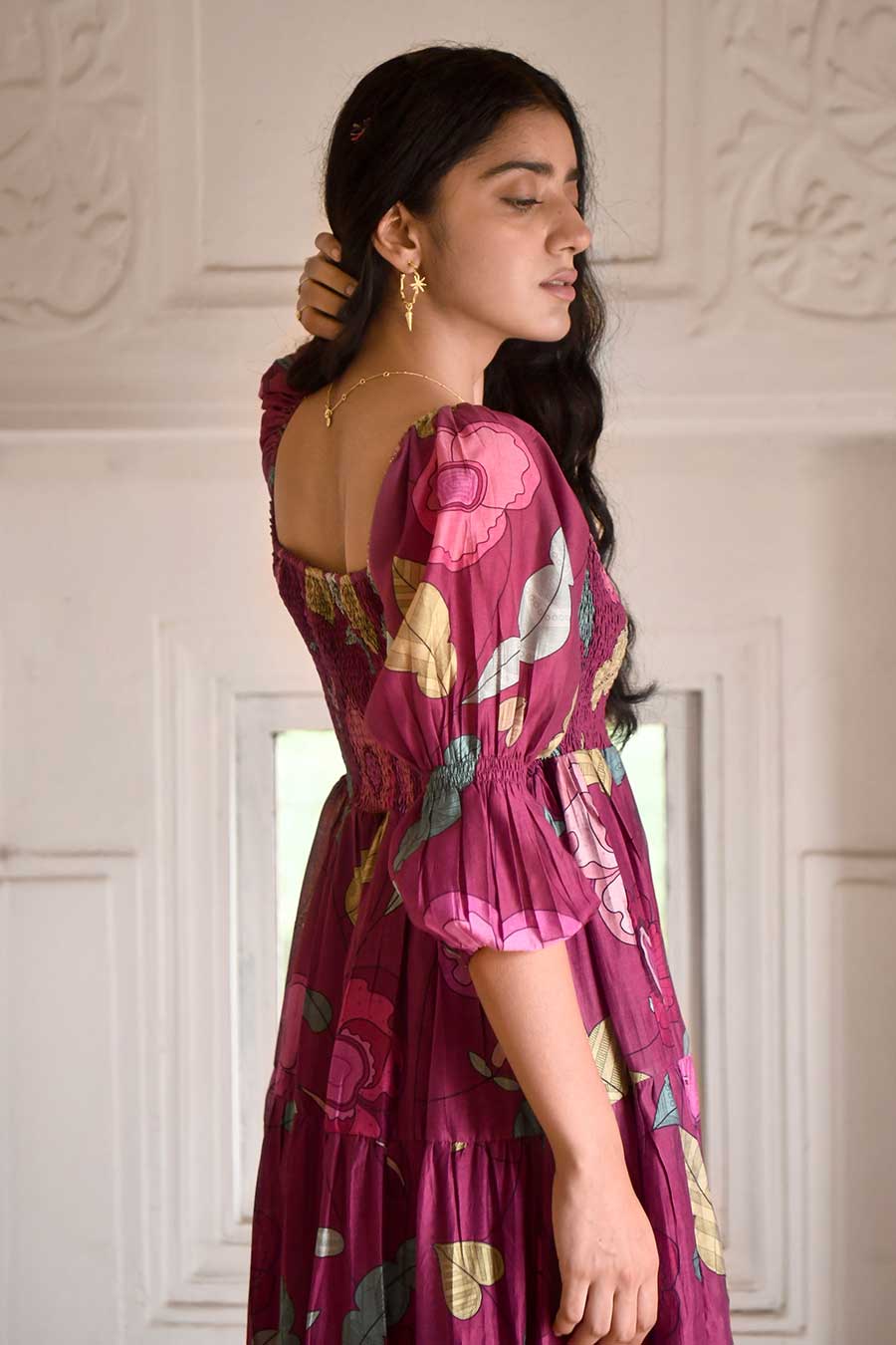 Ruby Berry Red Floral Print Dress