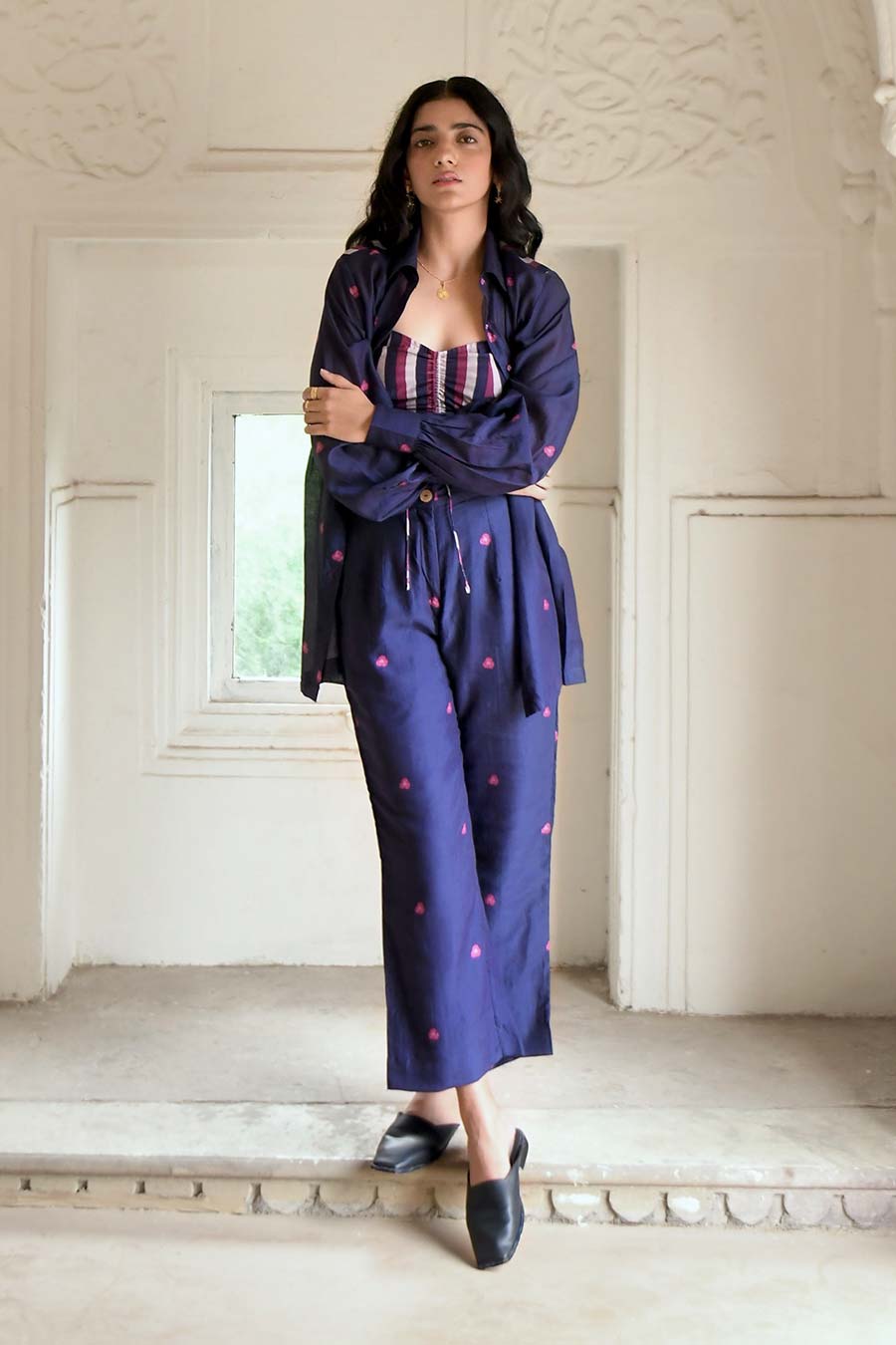 Iris Blue Chanderi Co-Ord Set