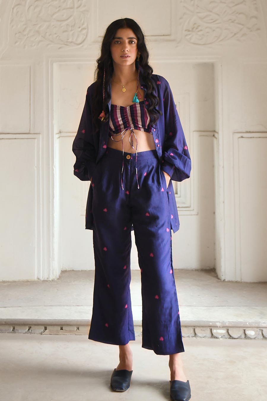 Iris Blue Chanderi Co-Ord Set
