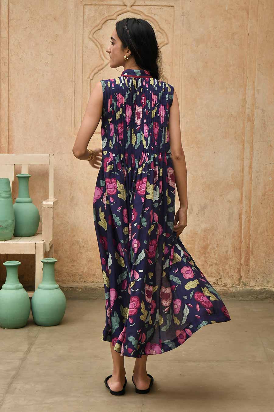 Carnation Blue Floral Print Shirt Dress