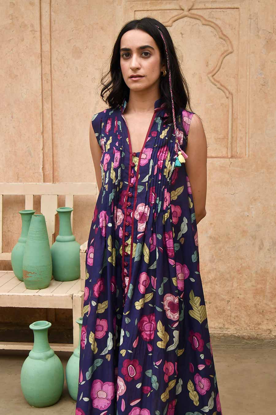 Carnation Blue Floral Print Shirt Dress