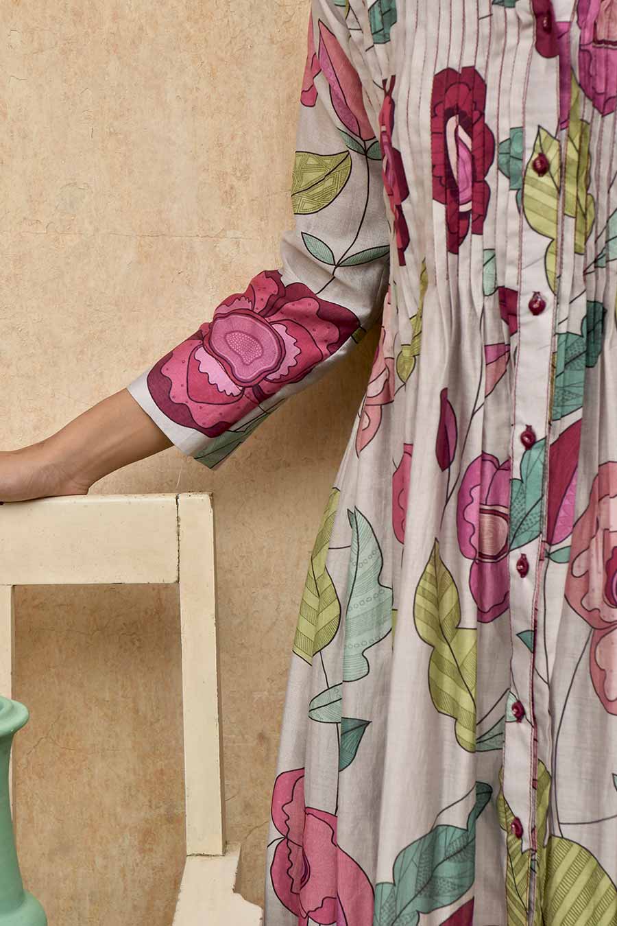 Magnolia Grey Floral Print Shirt Dress