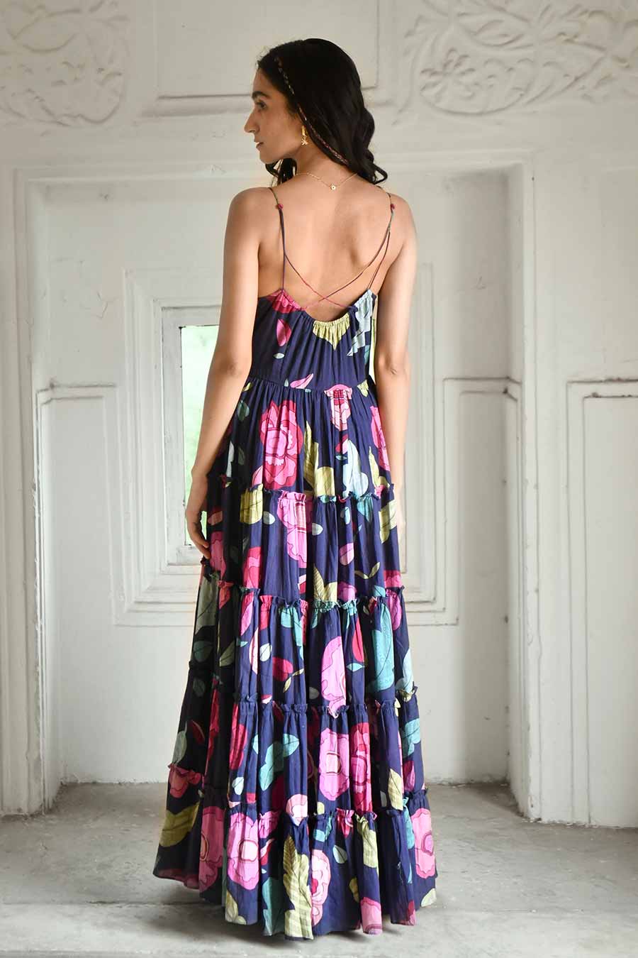 Midnight Blue Floral Print Dress