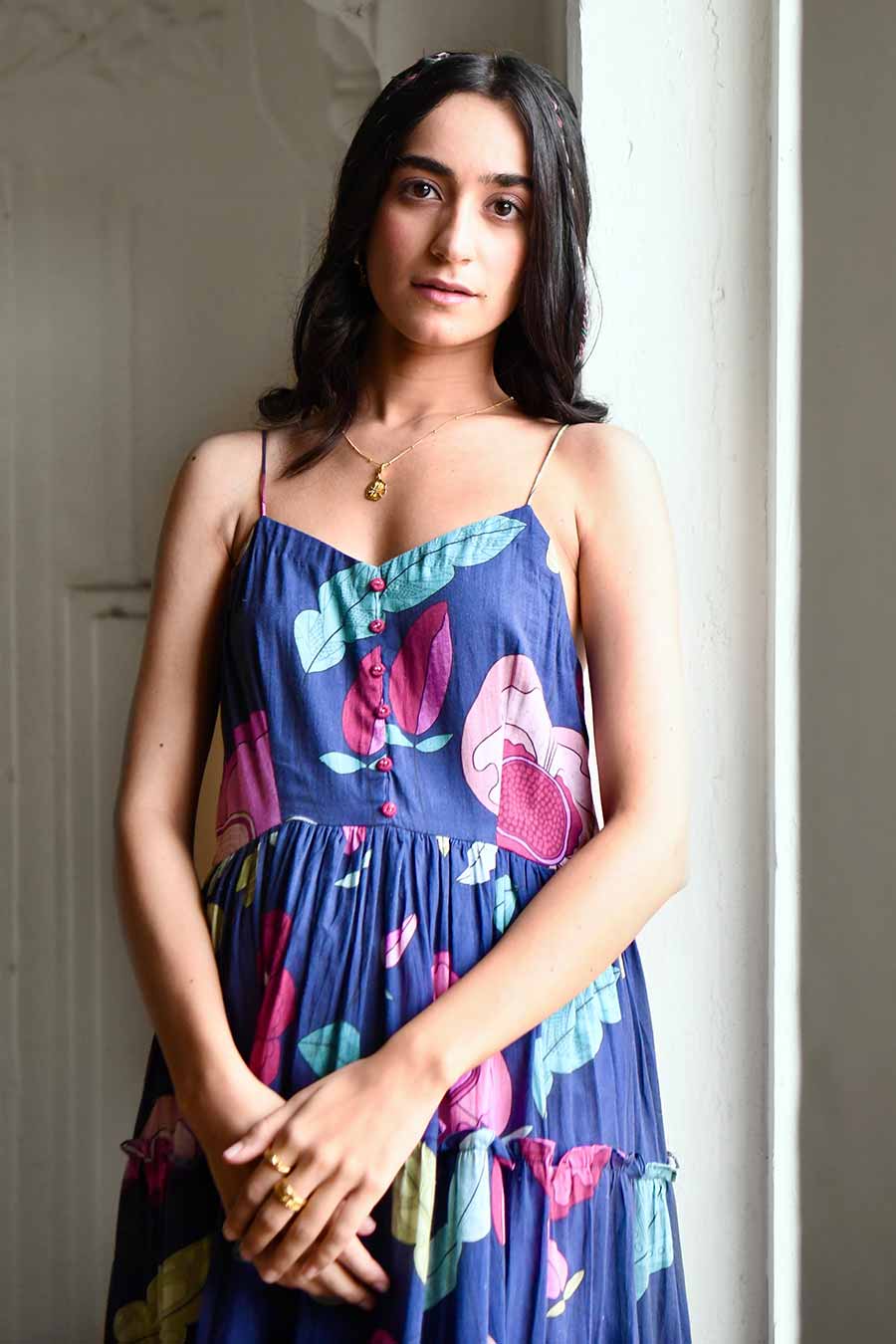 Midnight Blue Floral Print Dress