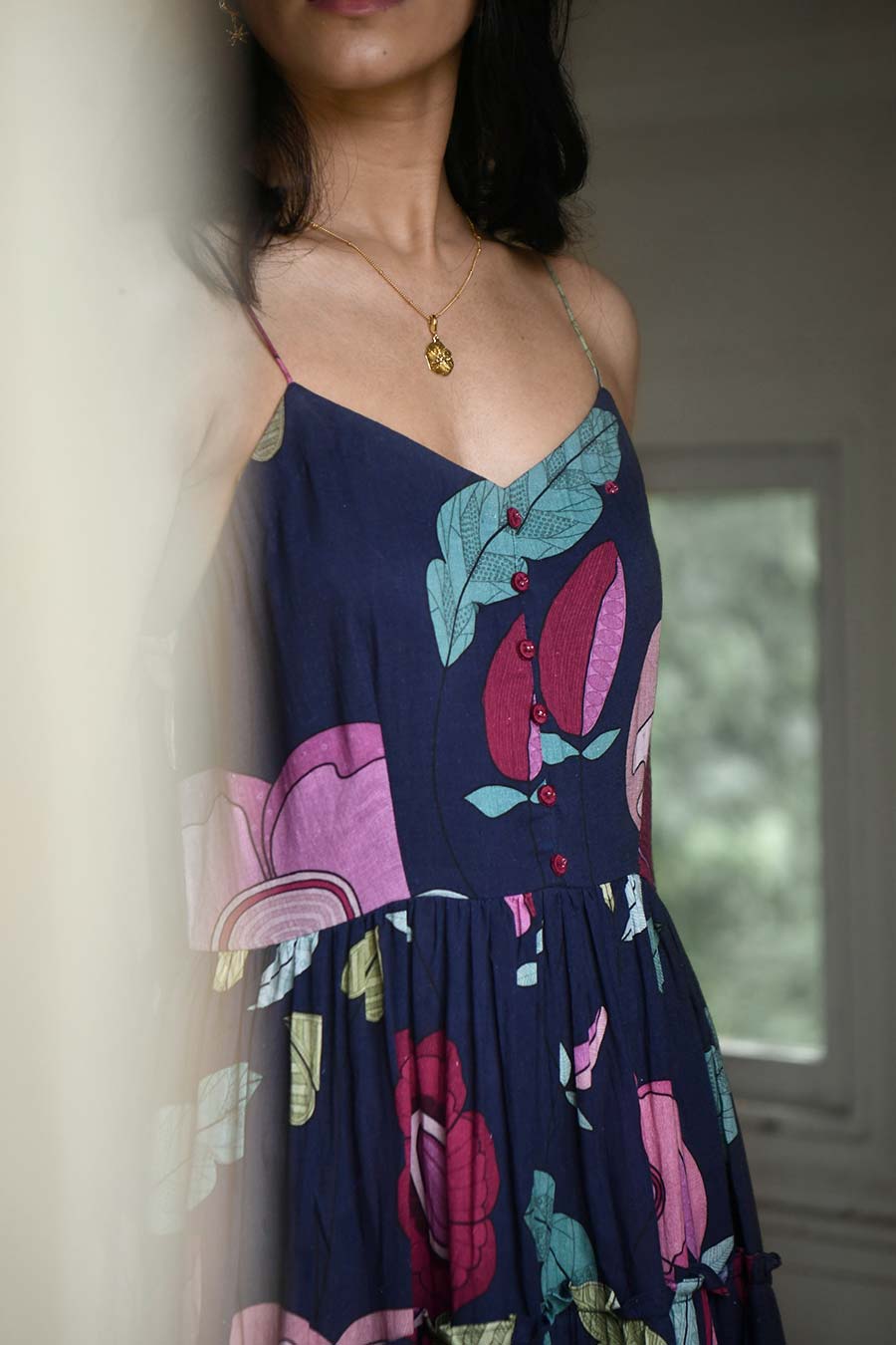 Midnight Blue Floral Print Dress