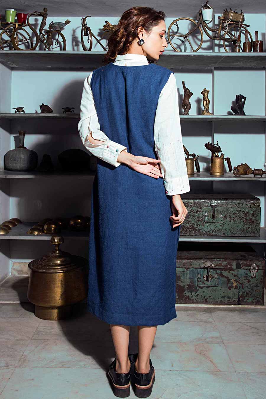 Blue Embroidered Handmade Dress