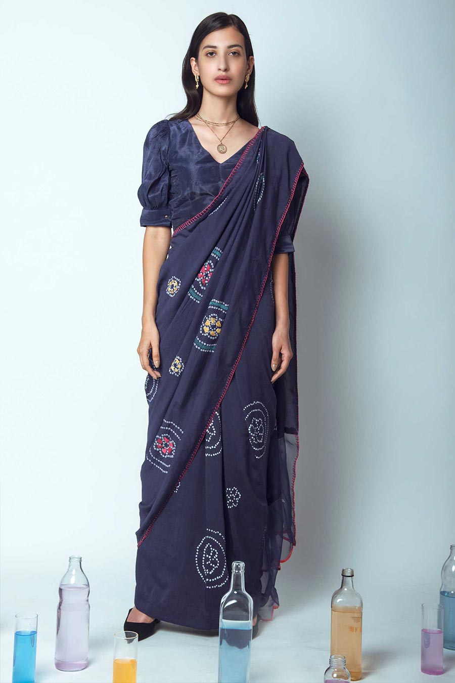 Bohemian Embroidered Saree Set