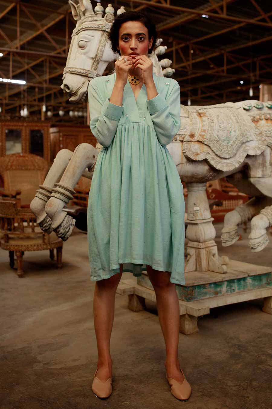 Lazy Evening Blue Handmade Dress