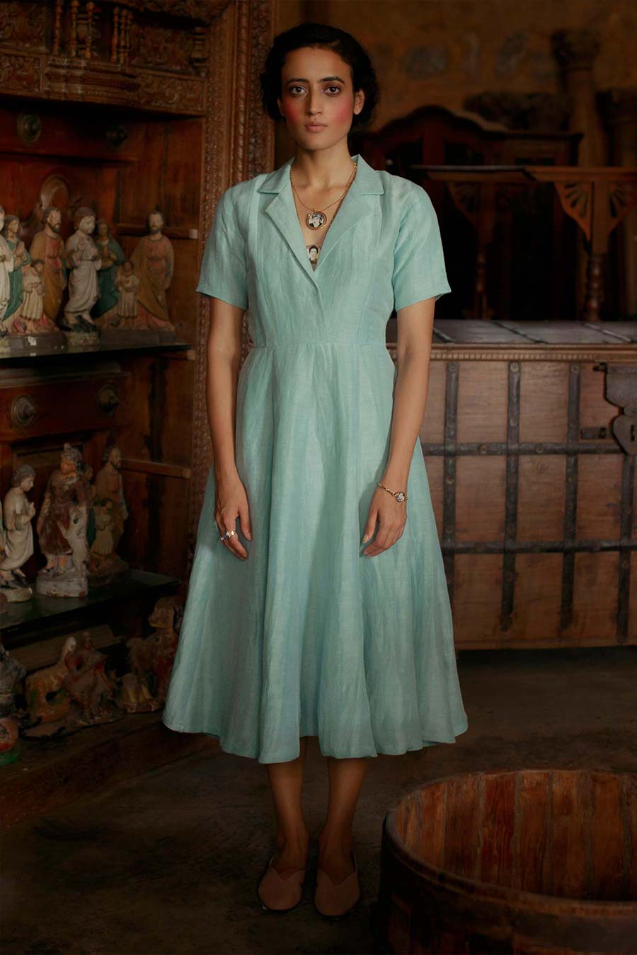 Handloom Silk Blue Handmade Dress