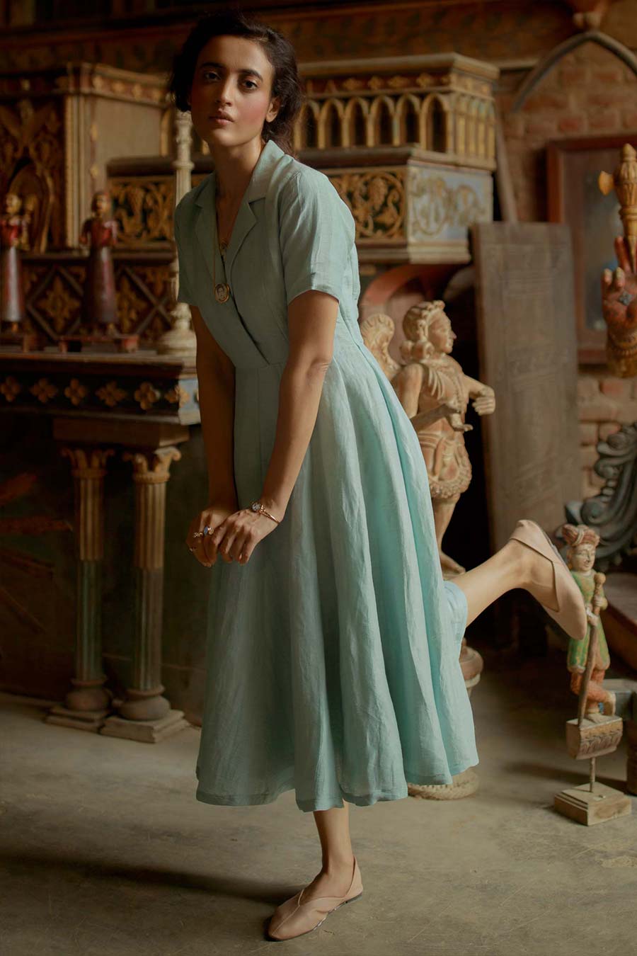Handloom Silk Blue Handmade Dress