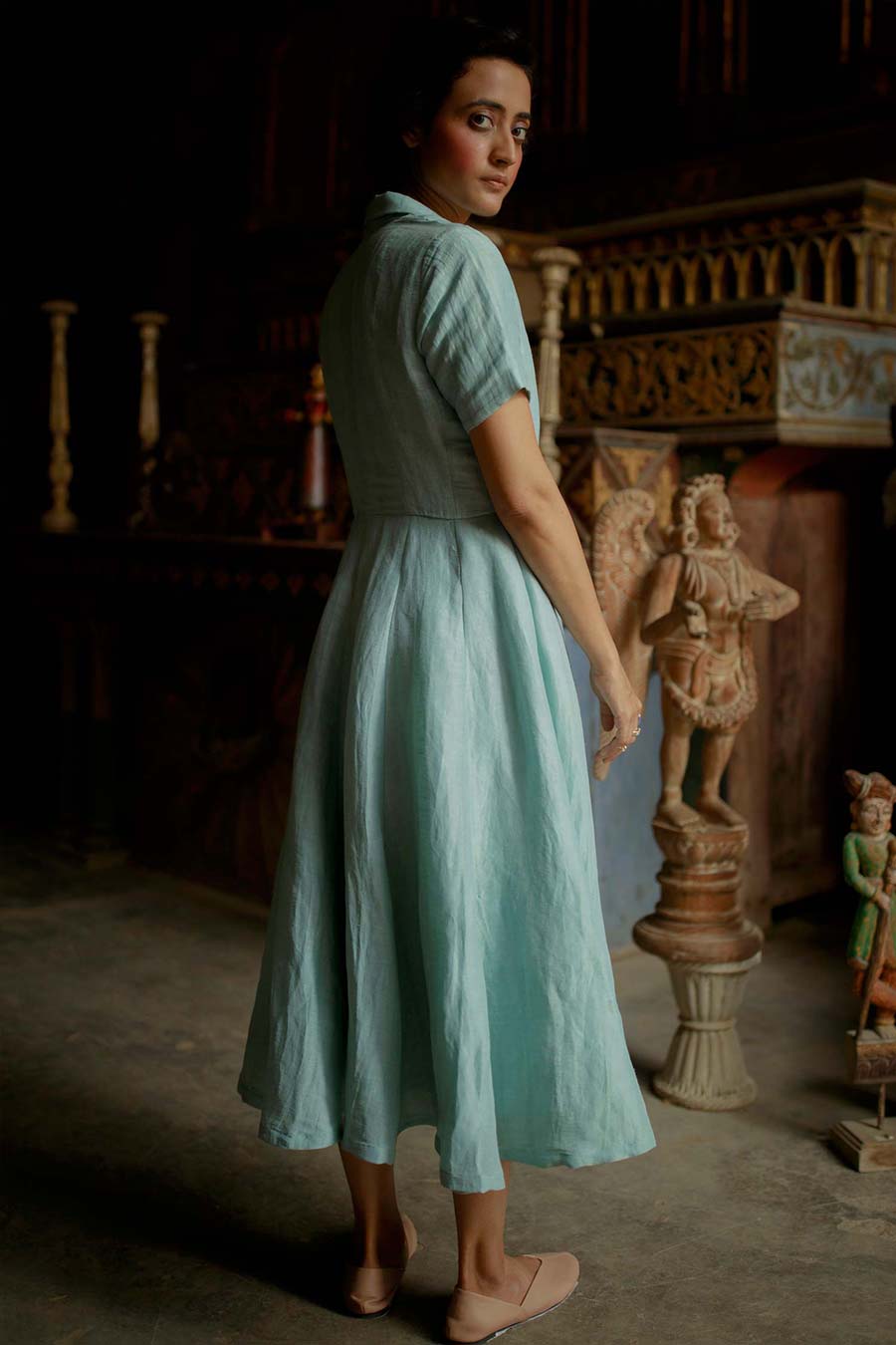 Handloom Silk Blue Handmade Dress