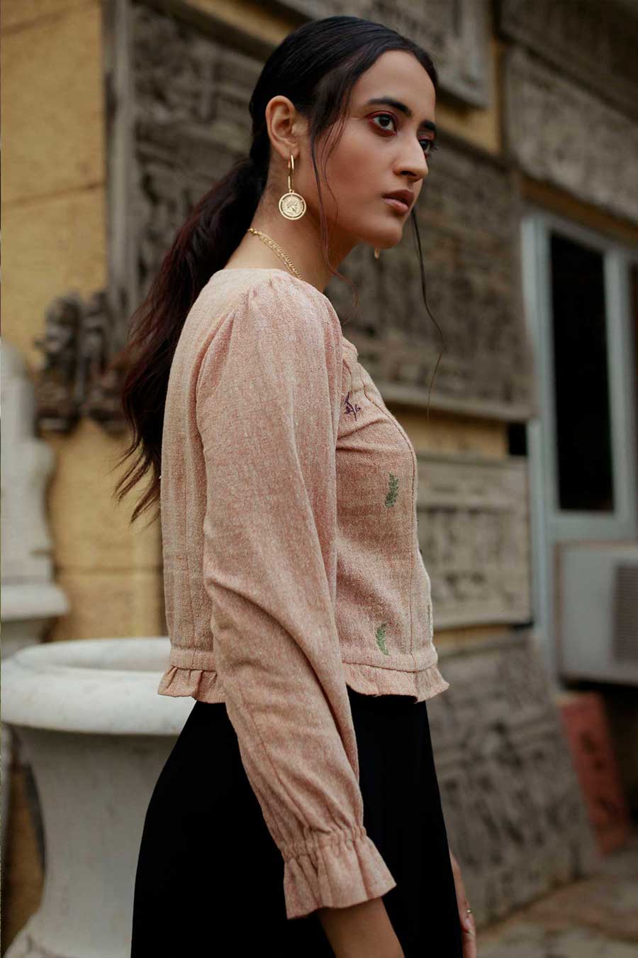 Organic Cotton Khadi Brown Crop Top