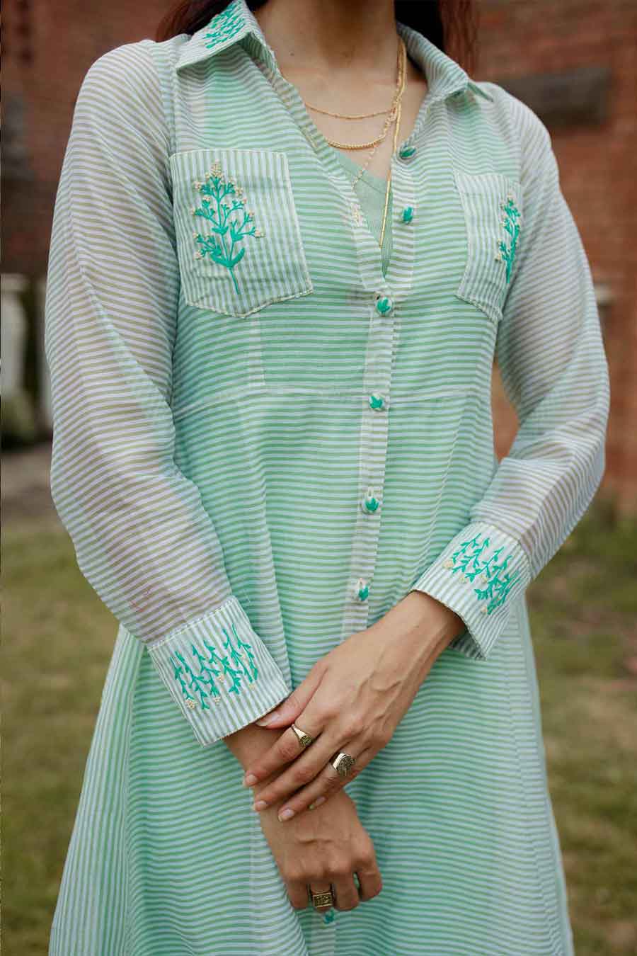 Handloom Silk Green Handmade Dress Jacket
