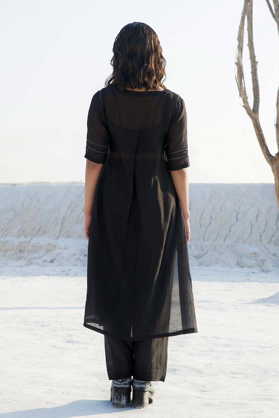 Black Embroidered Chanderi Co-Ord Set