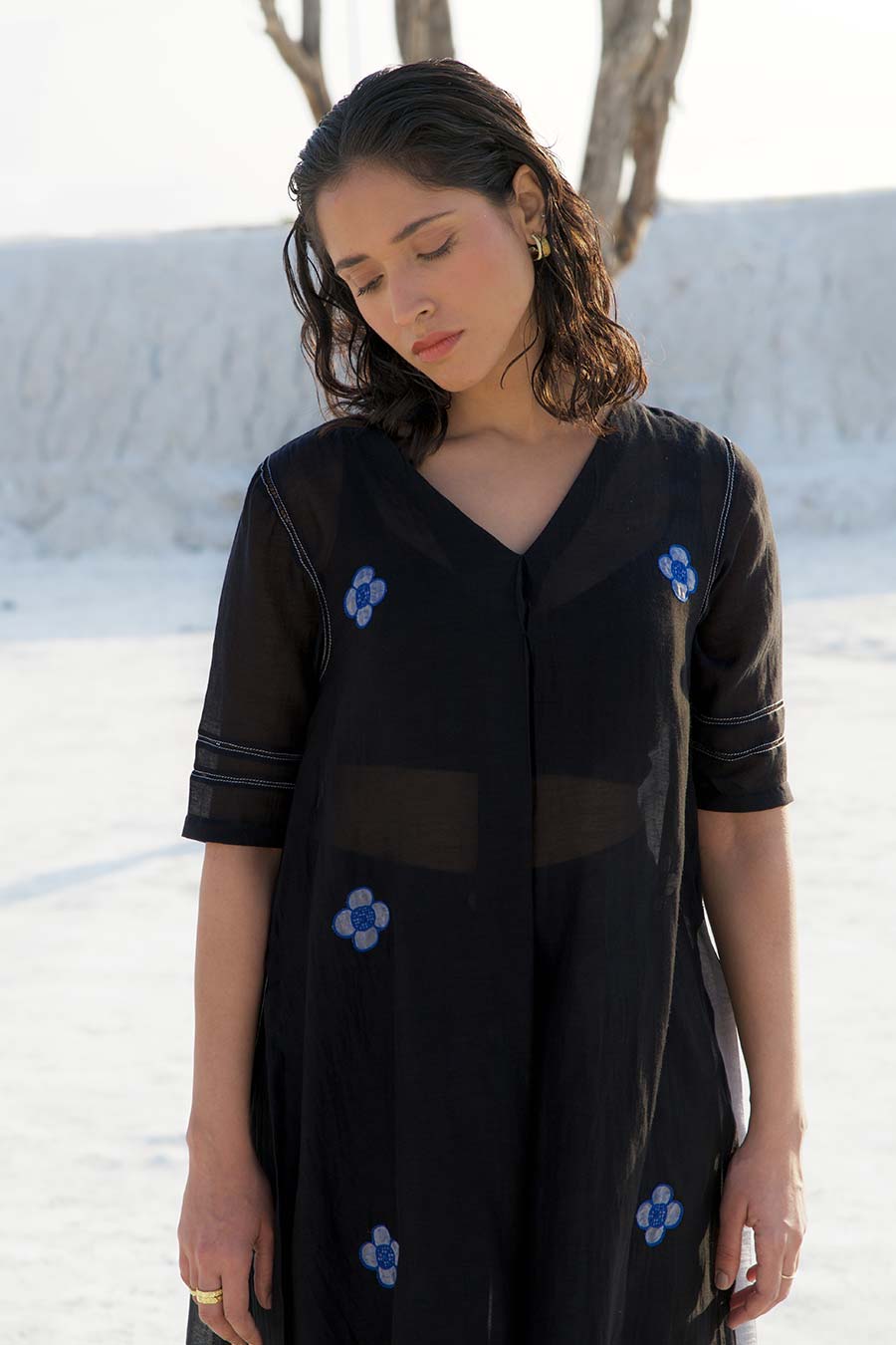 Black Embroidered Chanderi Co-Ord Set