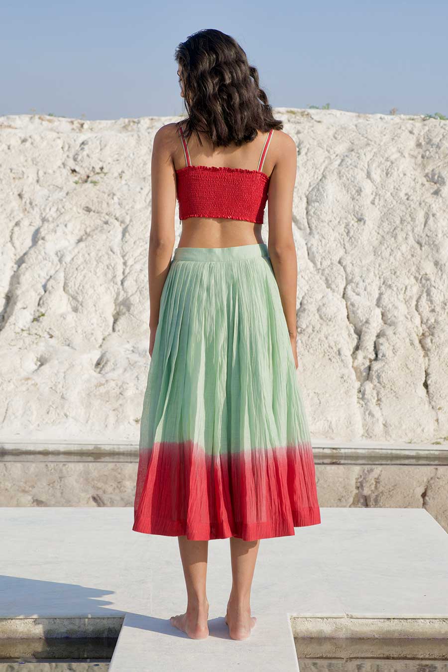 Green & Red Skirt & Top Co-Ord Set