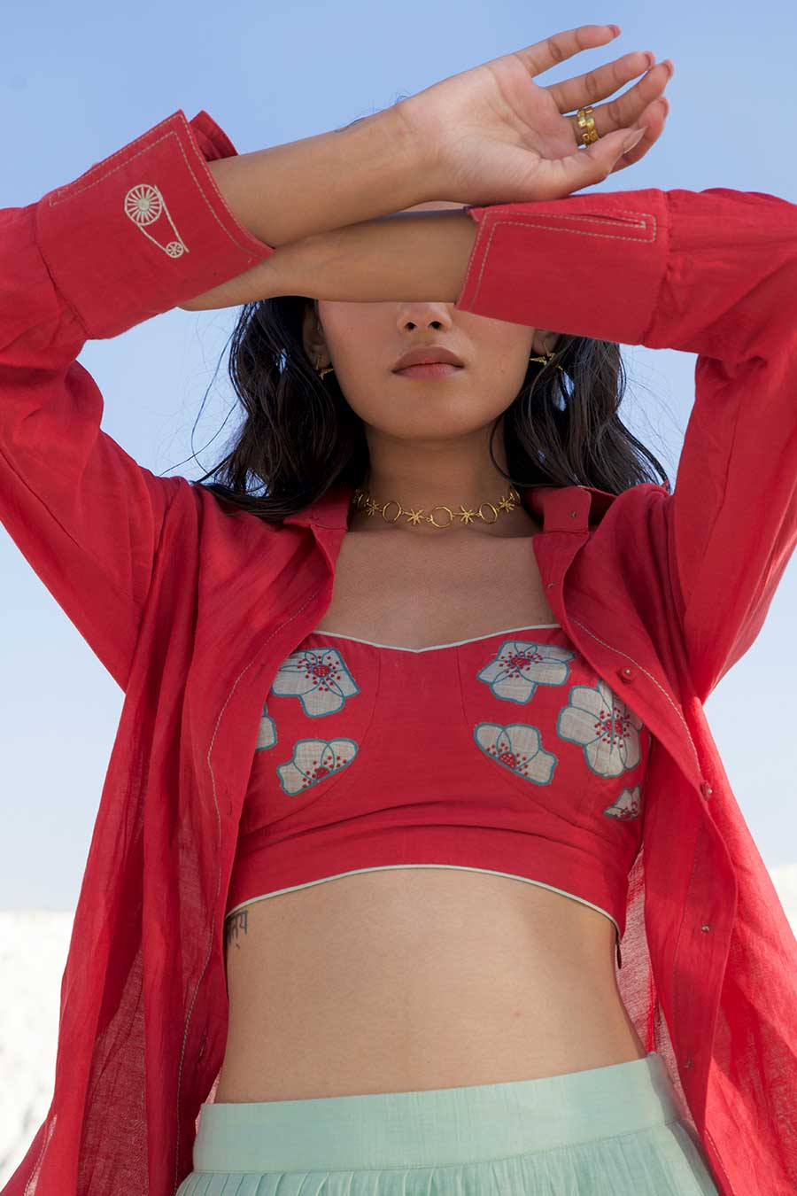 Green & Red Skirt & Top Co-Ord Set