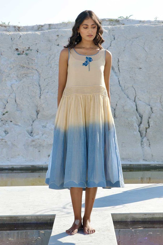 Shop Blue & yellow Ombre Embroidered Dress by THE LOOM ART at House of Designers HOUSE OF DESIGNERS Shop Blue & yellow Ombre Embroidered Dress by THE LOOM ART at House of Designers HOUSE OF DESIGNERS